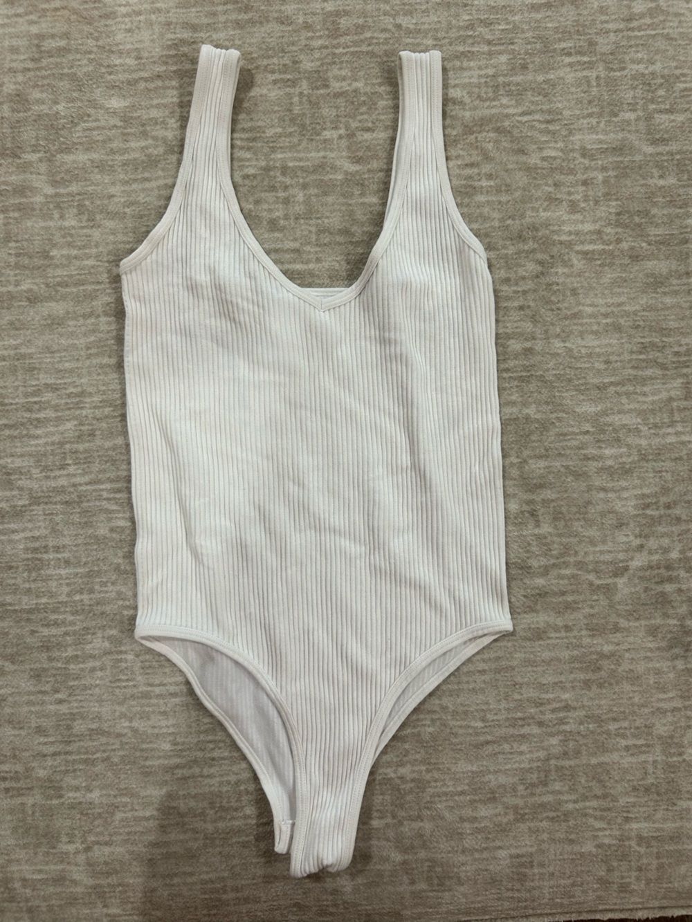 Aura Ribbed White Scoop-Neck Tank Bodysuit